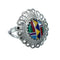 Southwestern Manmade Multicolor Inlay Sterling Silver Ring Size 7-1/4 JX130284